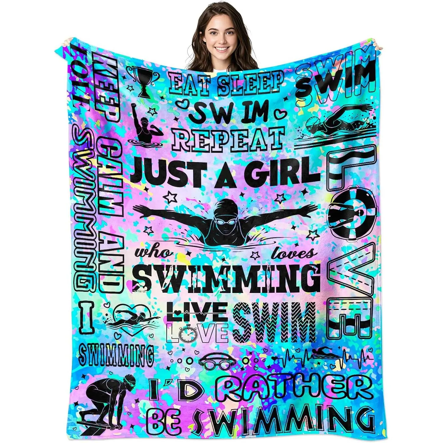 Baseball Basketball Soccer Swimming Volleyball Sports Blanket, Soft Brushed Flannel Throw for Team Bedrooms and Family Sofas, Athletes and Sports Fans, Colorful Ball Graphics, Practice Day Rest, Movie Nights and Youth Room Decor