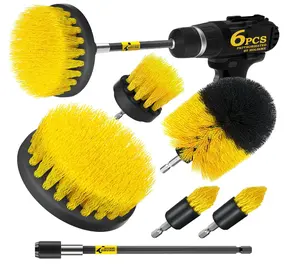 6-pack drill brush power washing brush cleaning brush extension long accessory set, multifunctional drill brush brush kit, suitable for grout, floor, bathtub, shower, tiles, bathroom, and kitchen surfaces