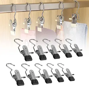 Stainless Steel 20pcs Laundry Hook Clips - Space Saving Rust-Proof Clips for Hangers, Organiser, and Travel Use Space-Saving Stainless Steel Hangers