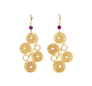 Capim Dourado Dangle Earrings with Amethyst Beads Handwoven Golden Grass Drop Earrings with Gold-Plated Posts from Brazil's Jalapão Region outdoorfun