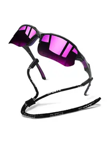 Latest Colorblock Half Frame Sport Sunglasses with Chain Strap, Unisex Uv400 Lenses, Multiple Colors Available, Ideal for Outdoor Activities