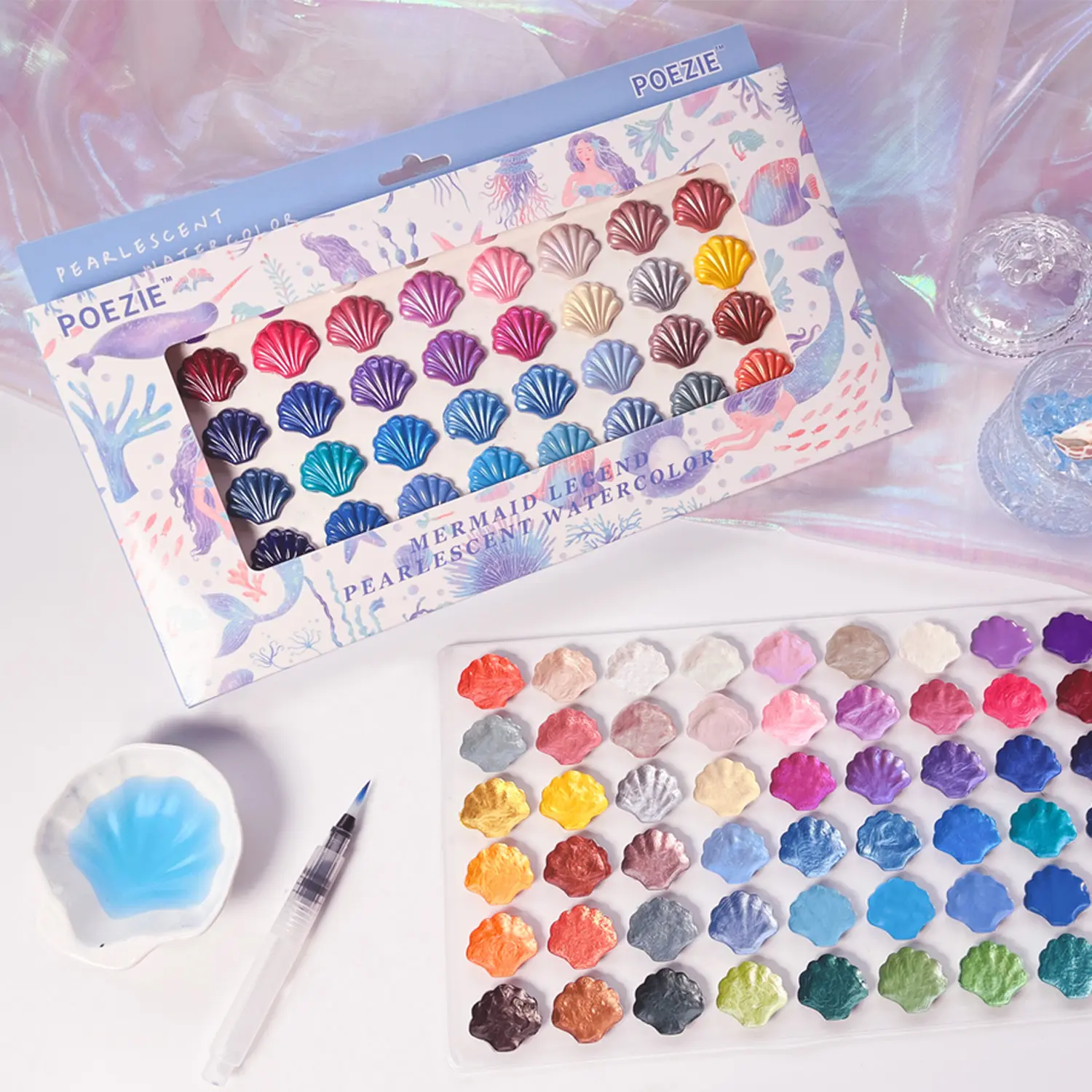 Christmas Must-Have: 60 Colors Shell Pearlescent Watercolor Paint Set for Artists and Beginners, Premium Art Supplies for Creative Painting