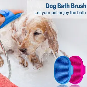 2 Pack Dog Bath Brush – Pet Grooming & Shampoo Scrubber with Adjustable Ring Handle, Soft Rubber Massage Comb for Shedding & Deep Cleaning, Long & Short Hair Dogs & Cats