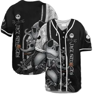 Trendy Graphic Jack Skellington And Zero The Nightmare Before Christmas Unisex Baseball Jerseys, Back To School Shirt, Halloween Gift