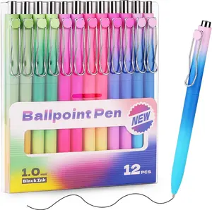 12 Pieces Cute Pens, Pastel Ballpoint Pens Bulk, Fine Point Smooth Writing  Black Ink 1.0 mm Journaling Pens Office Supplies