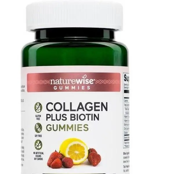 NatureWise Collagen Gummies - Hydrolyzed Type 1 & 3 Peptides Wellness Supplement for Women, with Biotin, Vitamin C, E, Zinc, Prop 65 Safe for Hair Skin Nail Support, 60count [1-Month Supply]