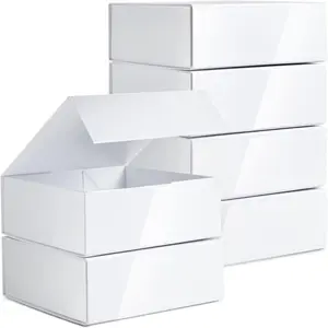 Bridesmaid Proposal Box Set - 6-Pack Glossy White , 9.5 x 9.5 x 3.5 In - Bridal & Groomsmen  Box with Lid
