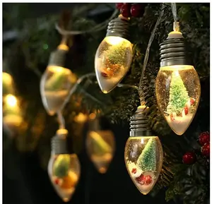 6.6FT Christmas Vintage Decor String Light - 10LED Snow Globe Bulbs String Lights with Tree & Snow & Cute Ornaments Christmas Indoor decorations for Home Patio Mantel Fireplace Xmas Tree Decoration