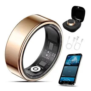 Smart Ring for Women & Men, Smart Ring Health Tracker, Blood Oxygen & Heart Rate Monitor, Long Lasting Battery Sleep Ring, Waterproof Fitness Ring (Rose Gold,) Wearable