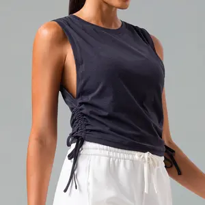 Colorfulkoala Women's Sleeveless Active Tank Top Adjustable Length with Drawstring Breathable Eco-friendly Sorona Fabric