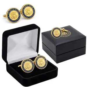 Presidential White House 24k Gold Plated Blue Cobalt Cufflinks