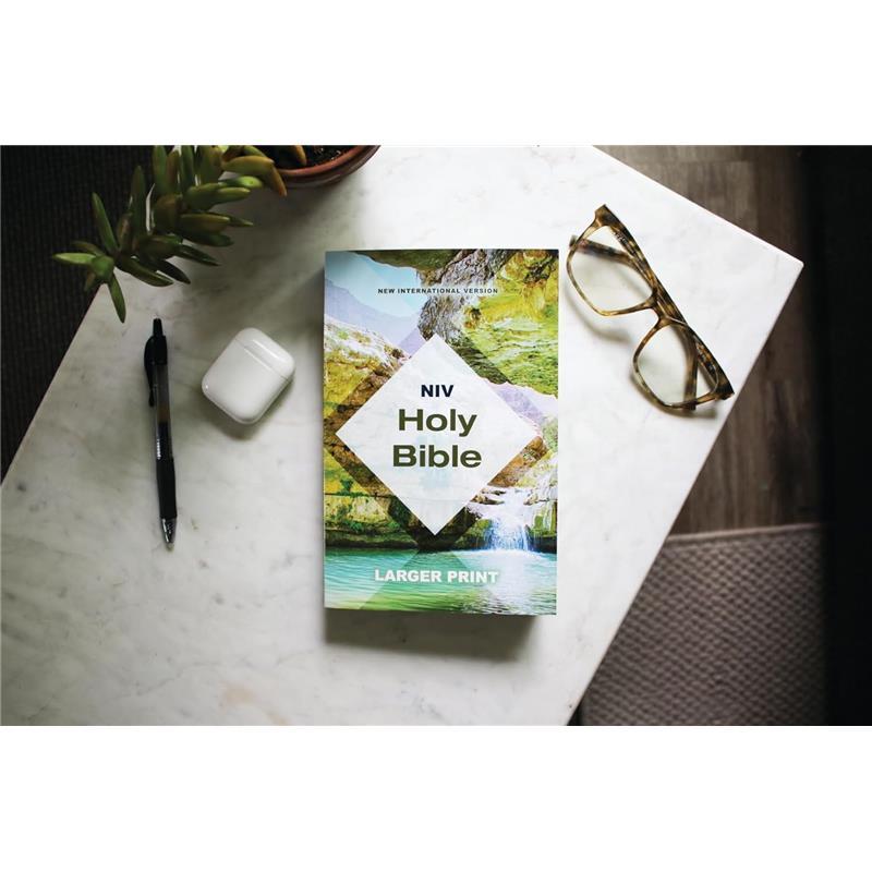 NIV, Holy Bible, Larger Print, Economy Edition, Paperback, Teal/Tan, Comfort Print
