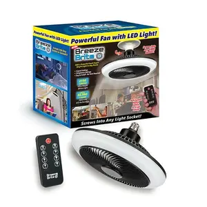 Breeze Brite Ceiling Fan with LED Light, No Tools, Screw-Into Standard Light Socket, 3 Speed Settings (Low, Medium, High), 2100 Lumens
