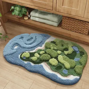 Wave Shaped Bath Mat, Non-slip Soft Floor Mat, Water Absorbing Thickened Indoor Mat, Suitable for Bedrooms and Bathrooms, Home Decor, Unique Rugs, Soft Washable Rugs, Home Decorative Rug