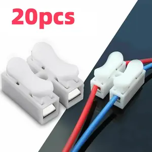 20 Quick Wire Connectors, 2 Pin Plug-In, Fire Retardant Cable Terminals for LED Lights, Durable Electrical Accessories, Quick Snap Connector