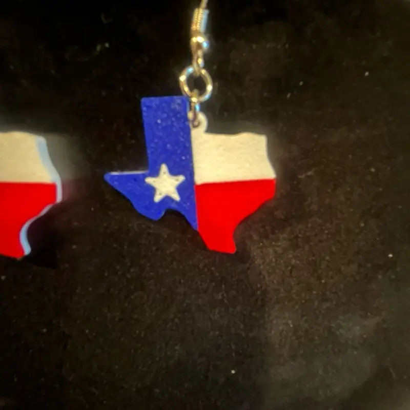 Texas Flag Earrings - Colorful Design with Star and Blue, Red, and White Elements