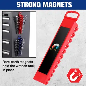 Magnetic Wrench Holder Rack, 12-Grid Tool Organizer, Secure Wrench Storage Solution, Essential Workshop Accessory, Space-Saving Design