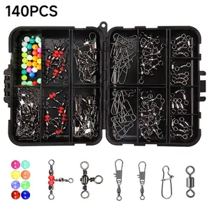 140pcs Fishing Swivels Tackle Kit Include Ball Bearing Barrel Swivels 3 Way Swivels Fishing Swivels with Snaps High Strength Swivels Fishing Tackle Box for Bass Trout Freshwater Saltwater