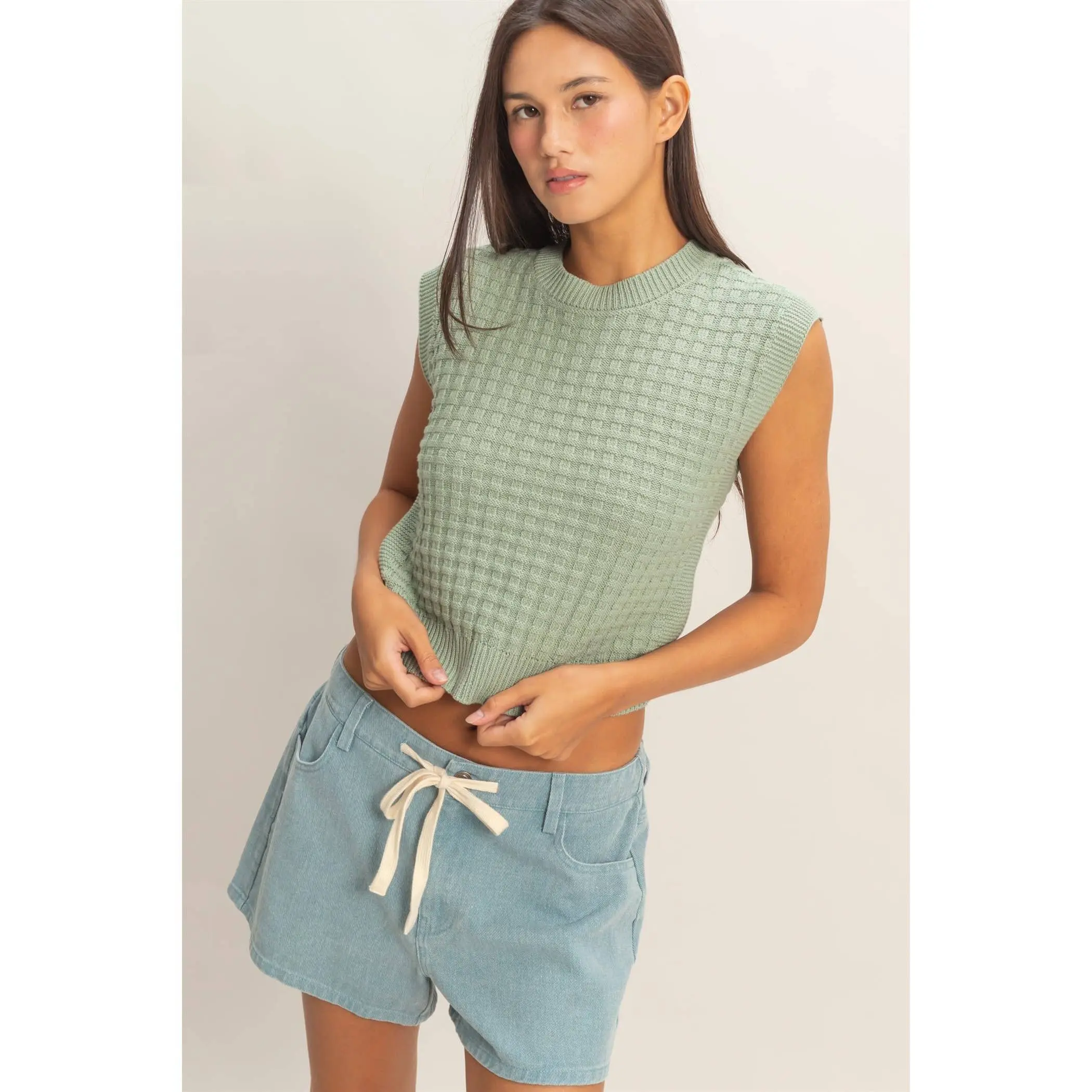 Textured Sleeveless Knit Top
