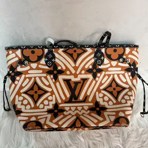 Pre-owned Louis Vuitton leather handbag Neverfull MM Crafty Monogram Canvas Tote Bag qg387#