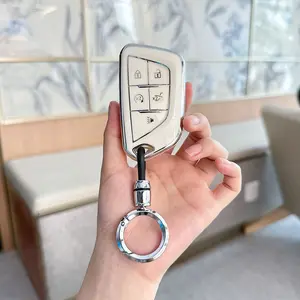 ACEBOY for Cadillac Key Fob Cover with Keychain Soft Full Protection Key Shell Key Case Compatible with 2020-2023 ATS CT5 CT6 XT4 XT5 XTS Smart Key