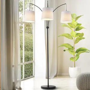 JONATHAN Y Sylva Mid-Century Modern Head-Adjustable Iron LED Arc Floor Lamp; for Living Room, Bedroom, Kitchen, Office