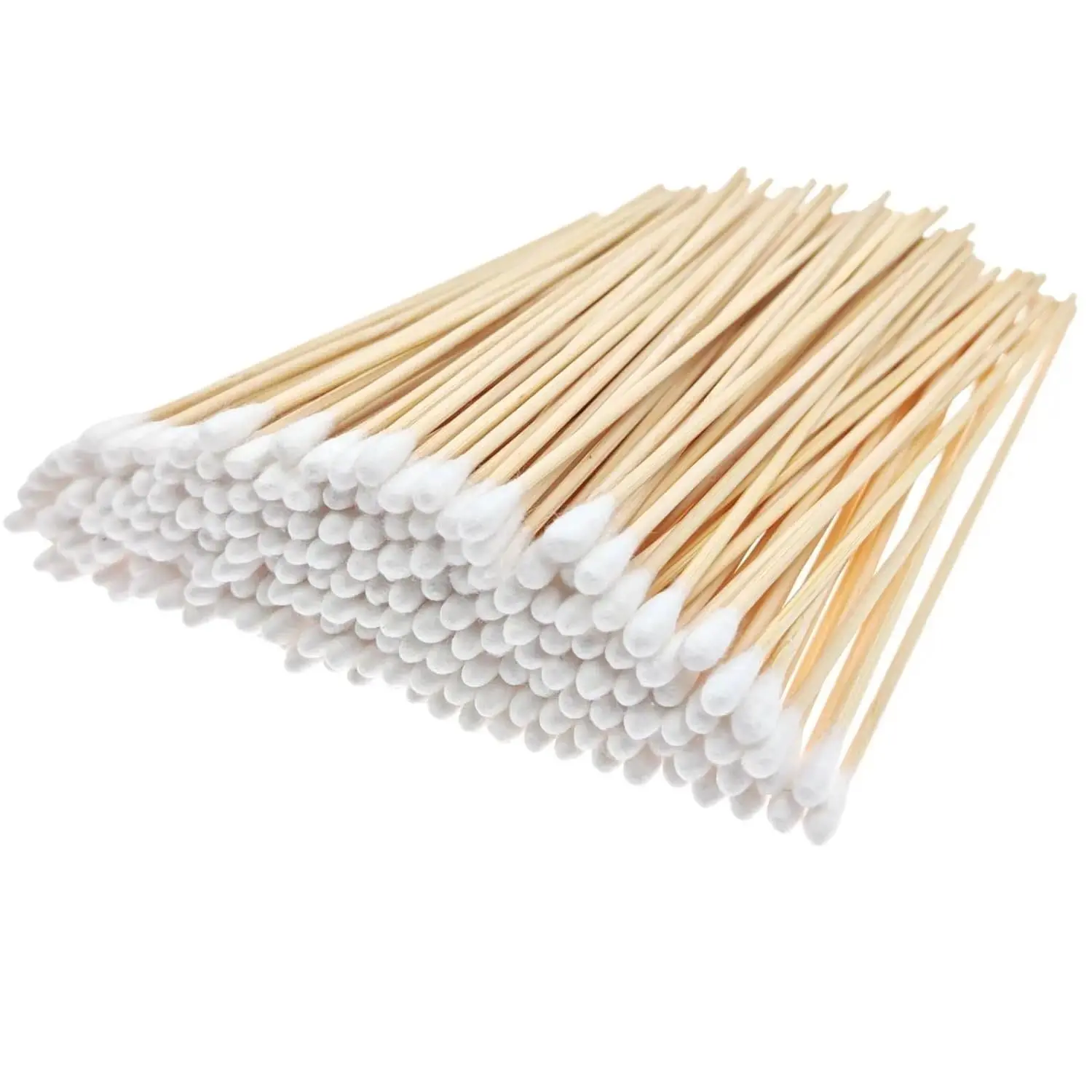 Hypoallergenic Makeup Cotton Swabs (200 Pcs) - 6-in Long Naturally Derived Wood Stick Ear Buds, All Skin Types, for Gentle Cleaning, Daily Household & Non-Medical Use