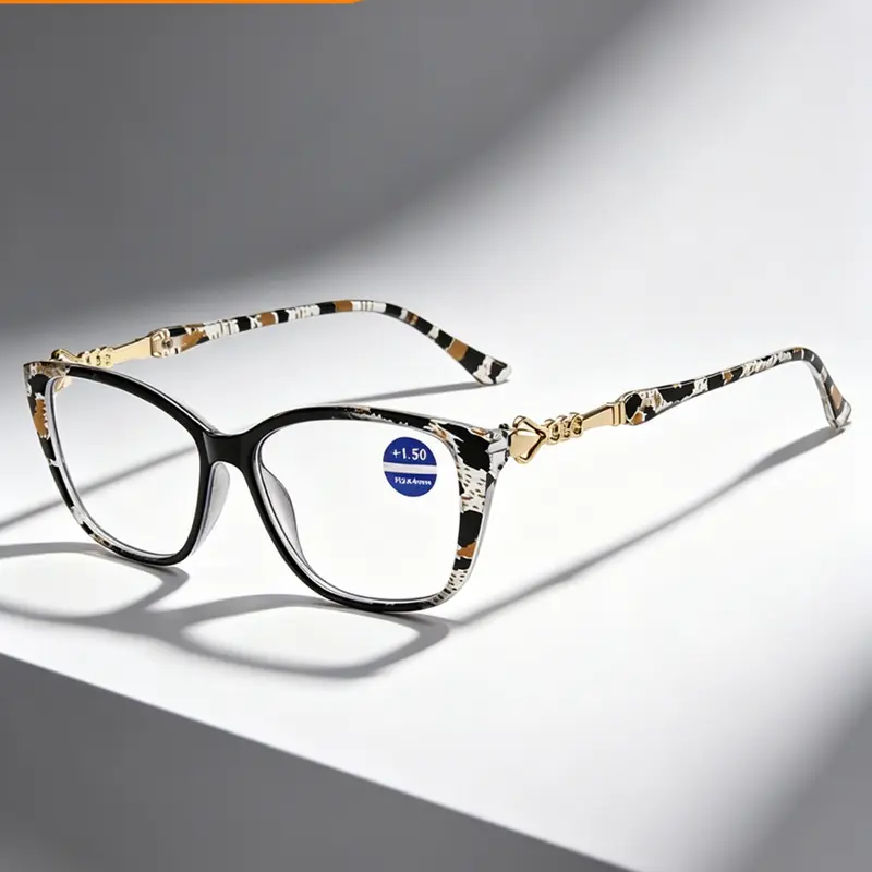 Women's Cat-Eye Reading Glasses in +1.0 to +4.0 Strengths, Tortoiseshell-Pattern Frame with Gold-Tone Temples