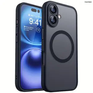 Case for iPhone 17 16 15 14 13 12 11 Pro Max Case Magnetic Translucent Matte Phone Cases Accessories Casing [Compatible with MagSafe] Thin Slim Fit Shockproof Bumper Hard Protective Cover for Women Men Girls Shockproof Smartphone Cover