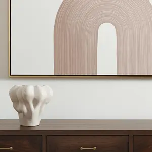 360 stand 11.81 in Cream Modern Abstract Sculptural Ceramic Table Vase - Bulbous Form, Watertight Base, Floral Home Decor, Ideal Centerpiece, Perfect Gift Option, Flower