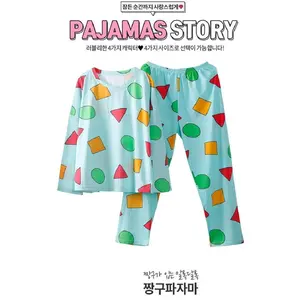 Pijama Sin Chan Man Pajama Sinchan Cotton Autumn Long-sleeved Trousers Sets Japanese Pajamas for Couples Man and Woman Sleepwear