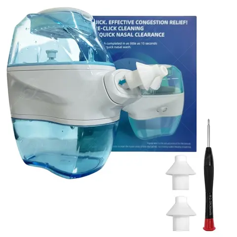 SCHBIT Electric Nasal Irrigator with Automatic Sewage Separation - 15s Fast Relief, 360° Rotating Dual Head, 45° Ergonomic Angle, Pulsating Rinse, Gentle Deep Cleansing, Salt Solution Compatible for Adult Daily Sinus Care, Nasal Rinse, Allergy Relief, 360
