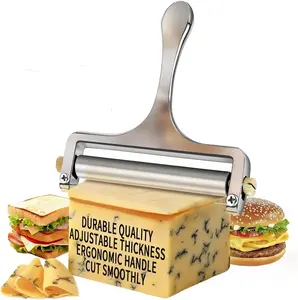 Cheese Slicer Stainless Steel Wire Heavy Duty Commercial Grade with Spare Cutting Wire for Hard Soft Cheese Block Slicing Mozzarella Cheddar