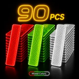 90 PCS High Visibility Reflective Tape Waterproof Reflective Strips Bulk Safety Reflective Tape for Car Bike Trailer Helmet Mailbox Bag, 1.18 x 3.15 Inch Reflective Stickers