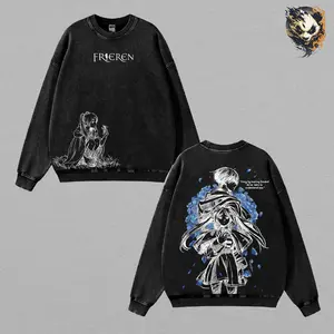 Frieren Anime Washed Tee, Hoodie, sweatshirt – Beyond Journey’s End Graphic T-Shirt, Elf Mage Aesthetic Fantasy Magic Energy Streetwear Trendy Otaku Gift Anime Fan