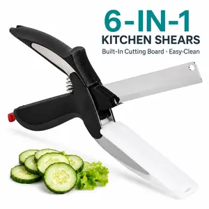 MIUVA 8-Inch Easy-to-Use Kitchen Shears with Built-In Cutting Board, 6-in-1 Food Cutter Scissors for Chicken, Meat, Vegetables, Fruit and Meal Prep, Detachable Easy-Clean Kitchen Tool