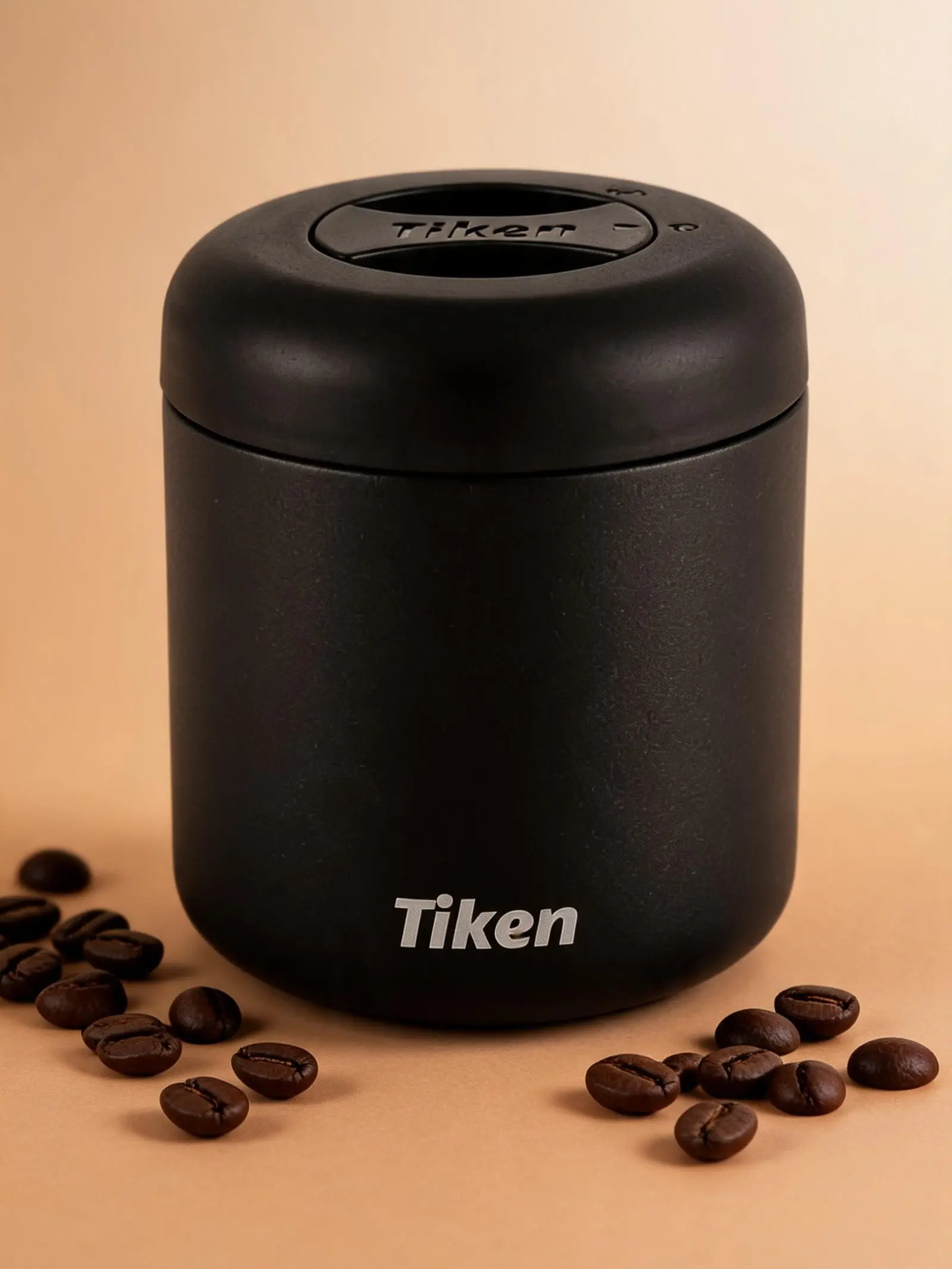 Tiken Airtight Coffee Bean Jar - Silicone-Sealed Double-Wall Stainless Steel Kitchen Storage Container, UV-Blocking Refillable Coffee Bar Jar, Compact Portable Hiking Food Canister, Kitchen Storage Containers