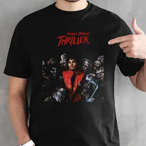Women's Vintage 90s Michael Jackson Thriller T-Shirt, Casual Wear, Comfortable Simple Fabric, Unisex Fan Gift, JH3