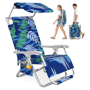 Slendor Zero Gravity Beach Chair with Canopy – Lightweight & Portable, Adjustable Reclining Lounger with Shade, Folding Lay Flat Chair for Outdoor, Poolside & Camping