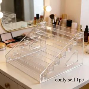 Multifunctional Acrylic Organizer Rack for Nail Salon, Multi-Layer Display Stand for Acrylic Nails and Lipstick, Storage for Nail Tools and Accessories