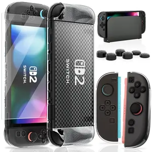 Switch 2 Case Switch 2 Model 2025, Dockable Cover Hard PC Protector Case for Switch 2 Grips, Switch 2 Console and Accessories with Thumb Stick Caps