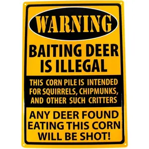 Baiting Deer Warning Funny Embossed Metal Hunting Sign Garage Bar Wall Decor Minimalist Decorative