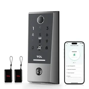 TCL D2 Plus Smart Lock, Fingerprint Door Lock with Built-in Doorbell, Wi-Fi Keyless Entry, App Remote Control, Auto-Lock, Works with Alexa & Google Assistant