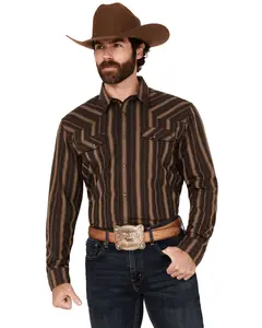 Blue Ranchwear Men's Men'S Aspen Striped Print Long Sleeve Snap Western - Brho24w3-Dkbn