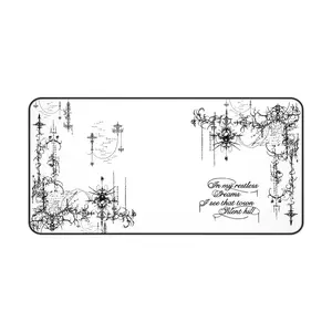 Silent Hill Ornate Victorian Script Desk Mat | Gothic Floral Scroll Mousepad