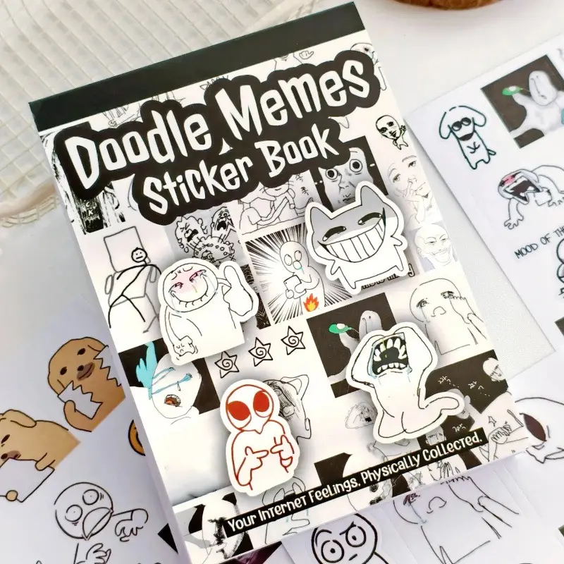 Doodle Memes Adhesive Sticker Book – Featuring 460 Hand-Drawn Stickers for Journaling, DIY Crafts, Planners, Scrapbooking and Mood Expression, an All-Purpose Crafting Kit