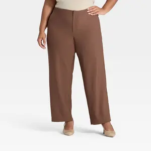 Women's Mid-Rise Bootcut Pants - A New Day Brown 24