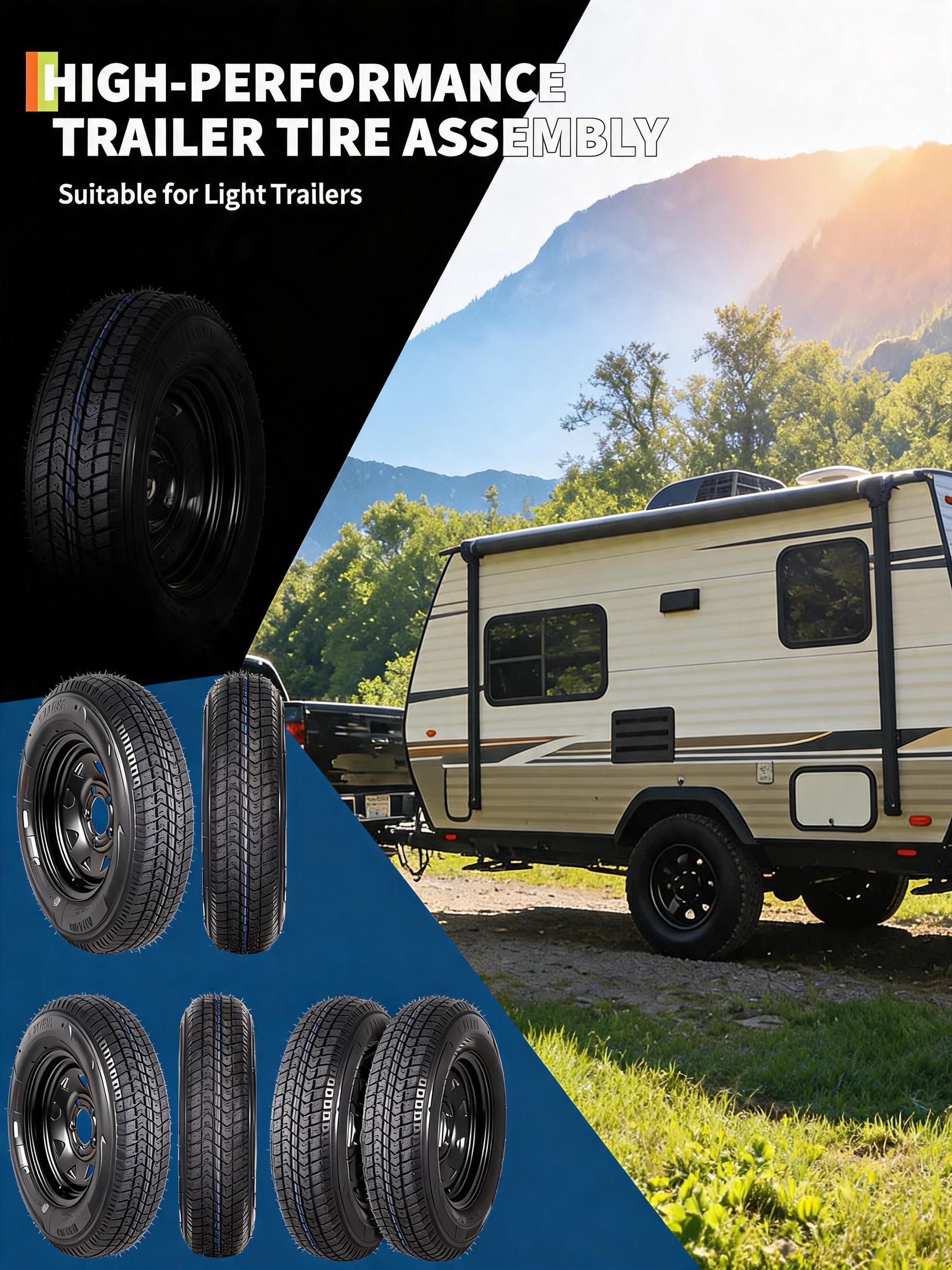 New Upgraded Garvee 2-Pack ST175/80D13 Trailer Tires with Rims, 5 Lug on 4.5" Bolt Pattern, 6PR Load Range C, Black 13" Spoke Wheel, Heavy Duty 175 80 13 Trailer Tires Rims for Utility, Boat, Camper, Cargo Trailer
