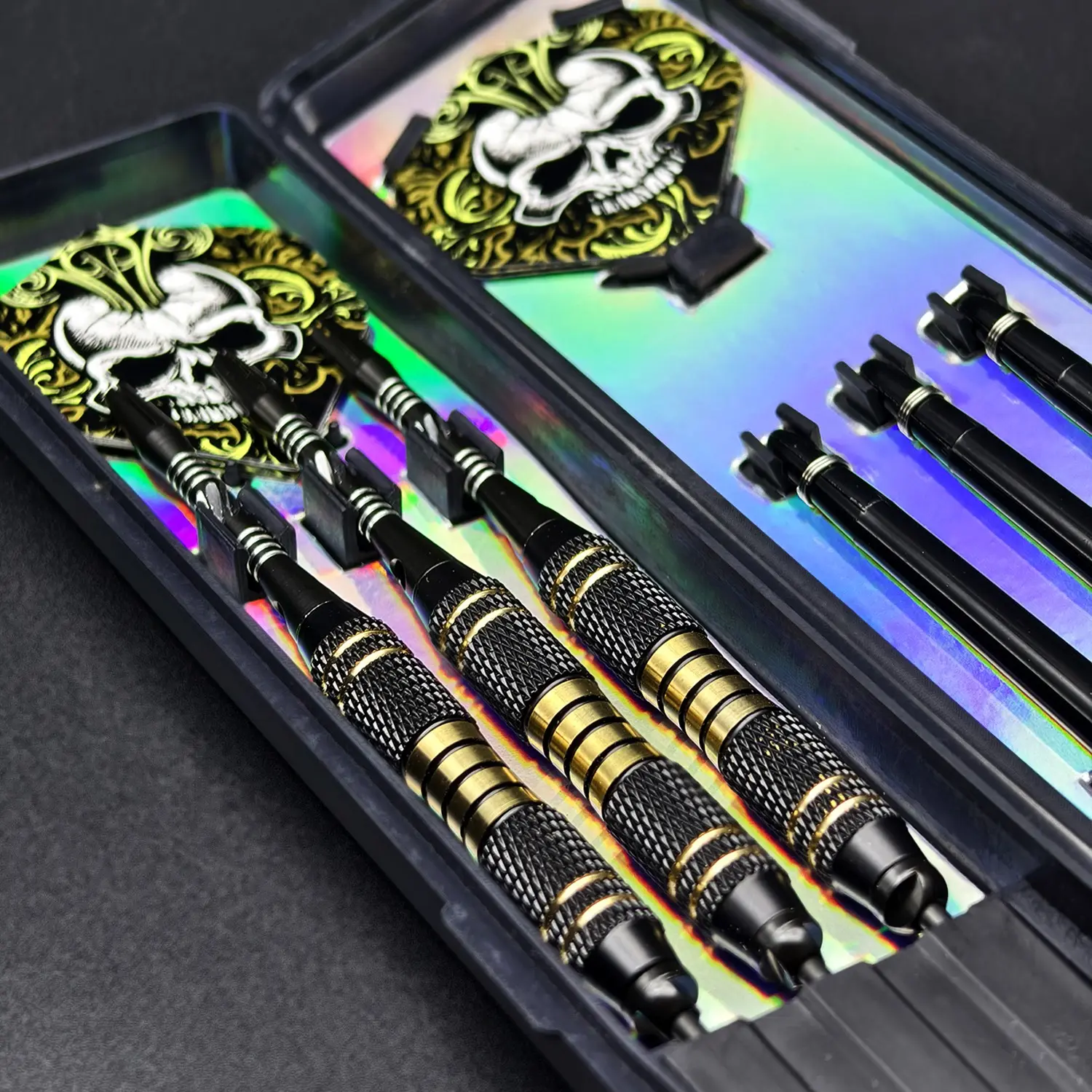 Professional high-quality hard dart set with exquisite skull patterns and stable flight wings, consisting of 3 pieces. Easy to control stunt throwing and 3-dart gameplay, meeting the needs of both professional players and enthusiasts Darts Gear Darts Sets