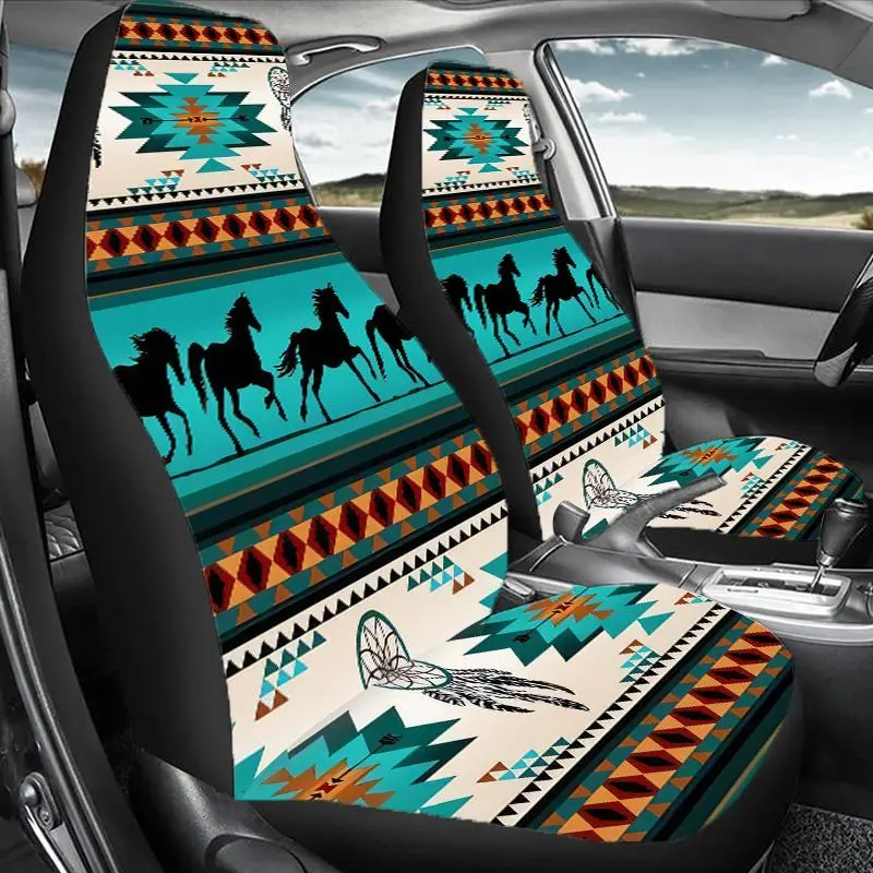 Running Horse Pattern Car Seat Cover, Durable Polyester Car Seat Protector, Universal Car Interior Accessories for Front & Rear Seats, Car Seat Cushions, Seat Covers for Trucks, Pickup Seat Covers, Automotive Seat Covers